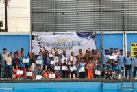 BERPRESTASI - Atlet loncat indah saat berfoto pada Kejuaraan Festival Loncat Indah 3 Cabor 2026. (Foto: MGS)