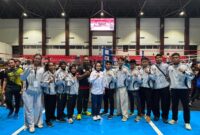 JUARA - Kontingen Muaythai Kalsel saat mengikuti Kejurnas dan meraih enam emas. (Foto: Elsa Pratiwi) 