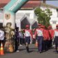 RAPI - Salah satu peserta gerak jalan kemerdekaan melakukan start di area perkantoran Pemprov Kalsel. (Foto: Humas Dispora Kalsel)
