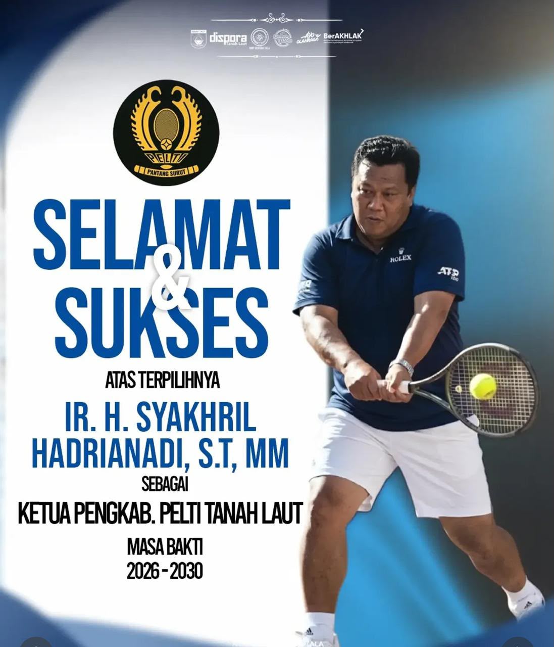 Syakhril Hadrianadi kembali memimpin Pelti Tanahlaut periode 2026-2030. Foto : istimewa